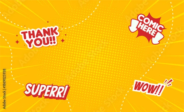 Fototapeta Comic blannk background with comic text