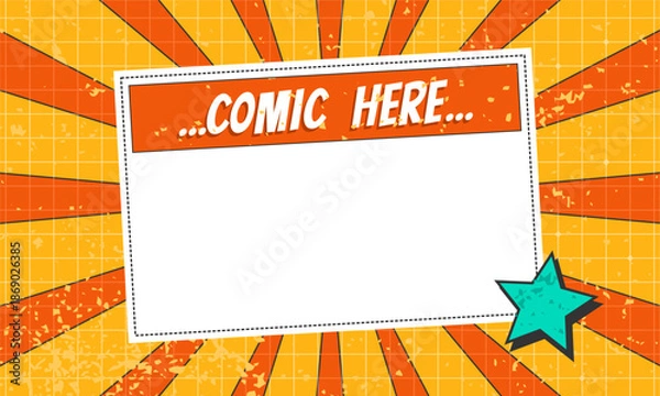 Fototapeta Blank comic template frame vintage background with comic here text