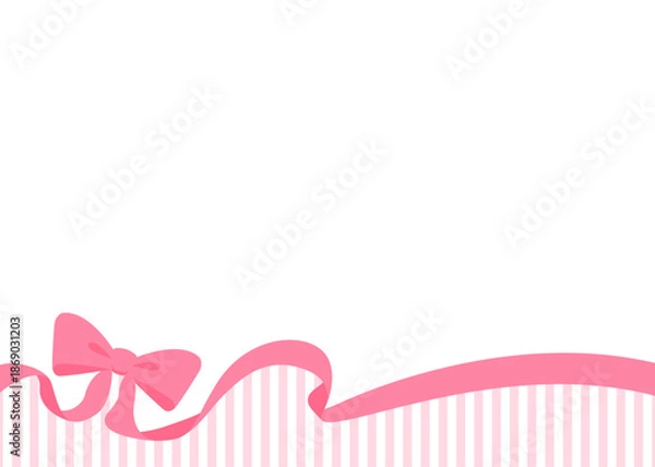 Fototapeta リボンのデコレーションフレーム、ストライプ柄の背景