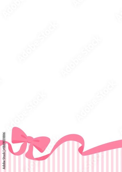 Fototapeta リボンのデコレーションフレーム、ストライプ柄の背景、縦向き