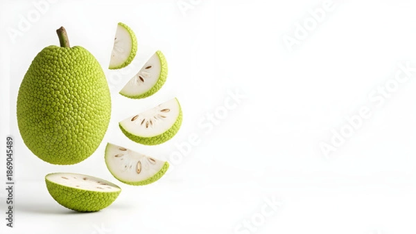 Fototapeta Fresh Breadfruit Isolated With Copy Space