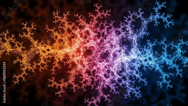 Obraz Neon Fractal Snowflake Pattern