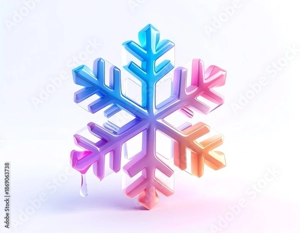 Obraz Gradient, translucent snowflake with one melting drop