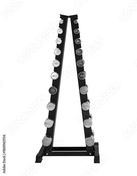 Obraz Dumbbells rack isolated on white background
