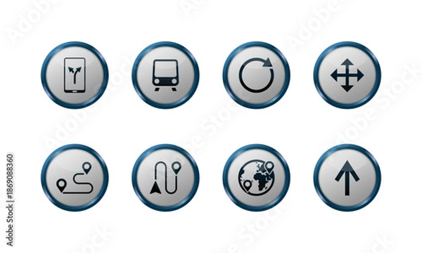 Fototapeta 3D GPS and Map Navigation Buttons Collection