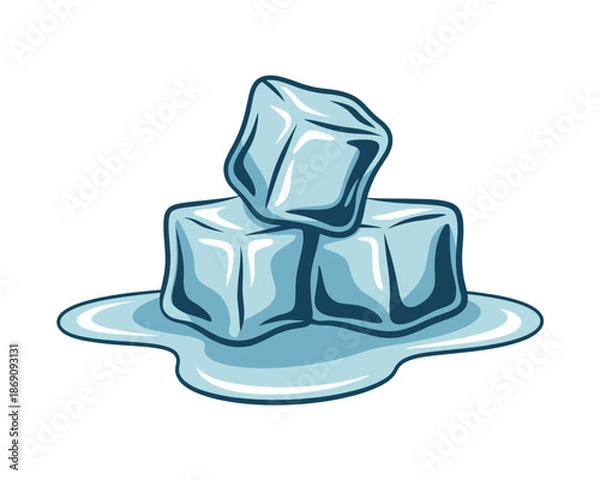 Obraz Melting ice cubes on white background