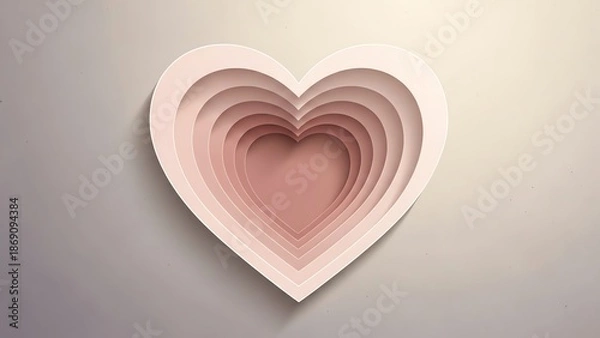 Fototapeta Nested heart shapes on a light gray background
