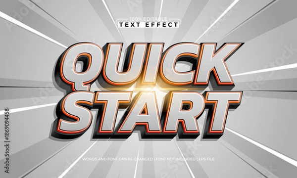 Obraz Quick Start Editable Text Effect – Fast Racing Bold Typography for Logo, Poster, and Title