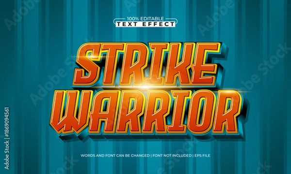 Obraz Strike Warrior Editable Text Effect – Bold Comic Style Typography for Logo, Poster, and Title