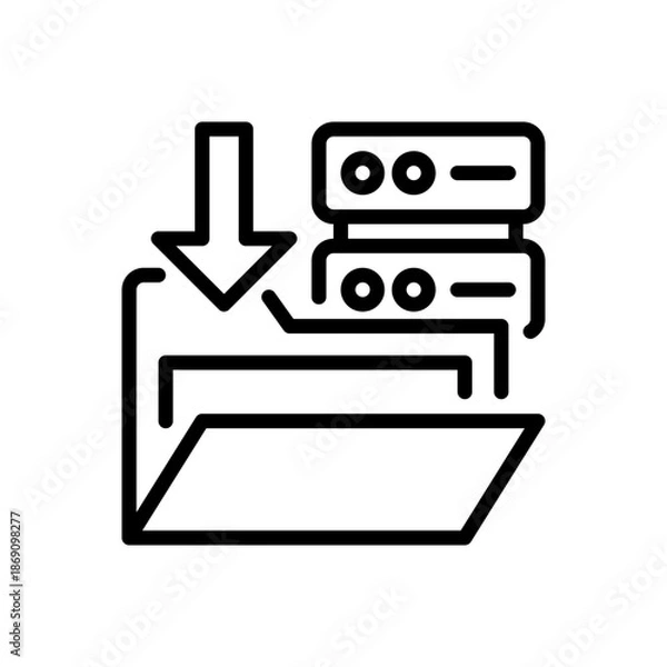 Obraz Export Data Line Icon, Outline Symbol for Information Transfer, File Sharing, Database Migration, Output Processing, and Backup Deployment. Vector Sign Icon.
