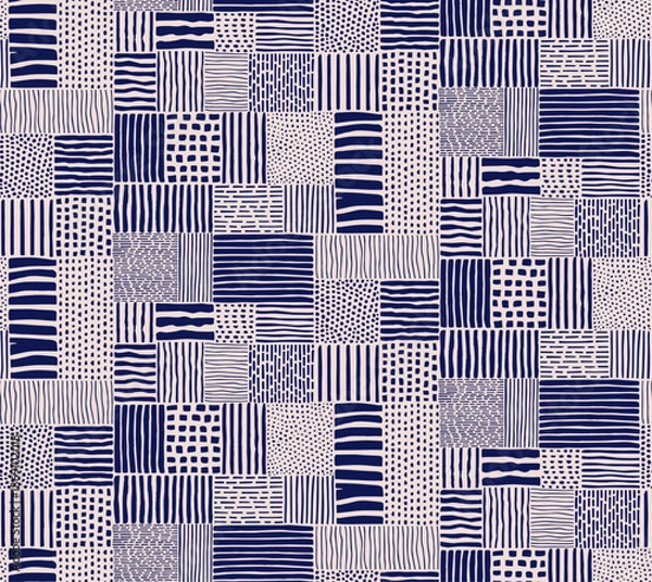 Fototapeta Line Doodle Seamless Pattern 89 - Patch Doodles - Ink Grid