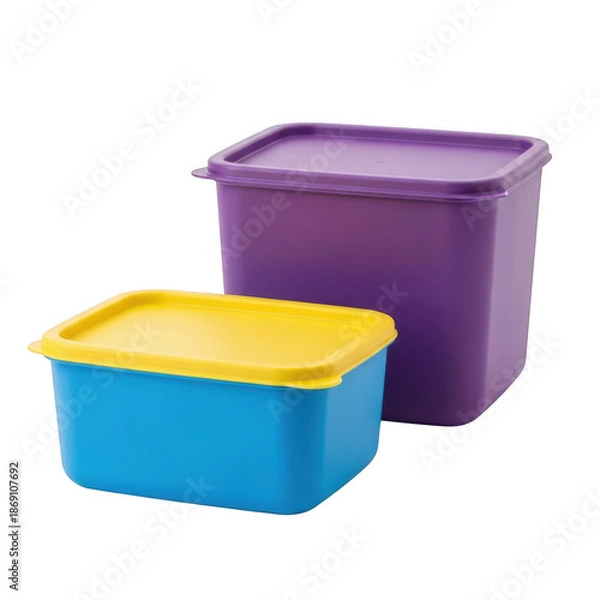 Obraz Two plastic storage containers isolated on transparent background