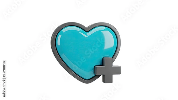 Obraz Turquoise Heart with Plus Symbol