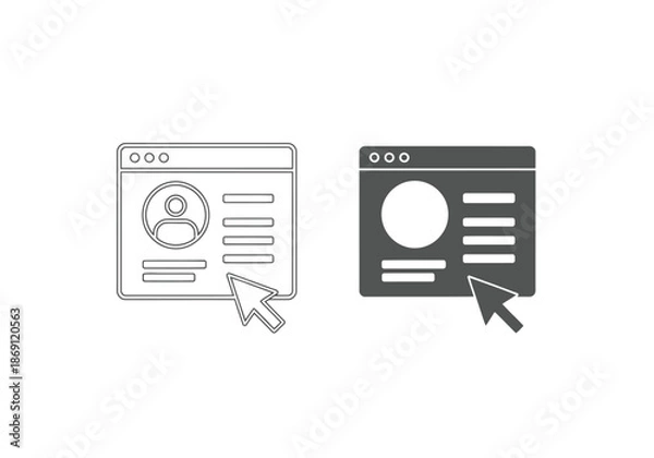Obraz User profile interface with mouse cursor for web interaction and account management