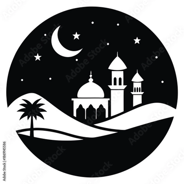Obraz ramadan night landscape vector on white background