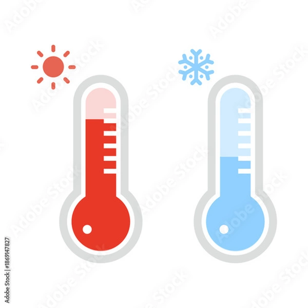 Obraz 暑い日と寒い日の温度計のイラスト