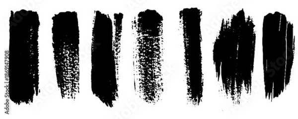 Obraz Expressive Grunge Paint Marks. Rough Dry Brush Stroke Elements