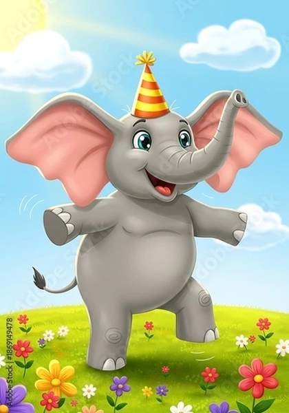 Obraz 陽だまりのお祝い：象の笑顔