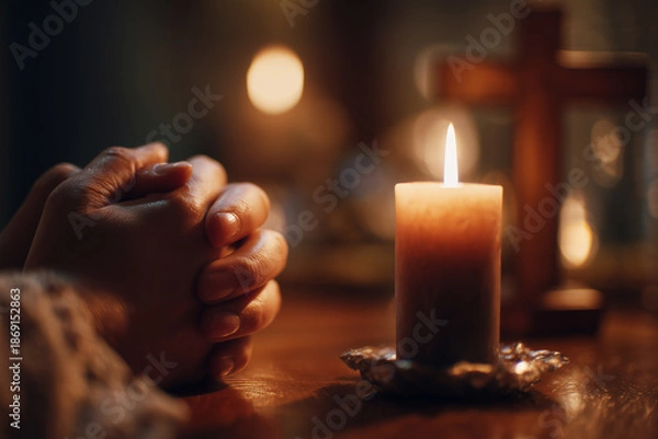 Obraz Praying Hands and Candle