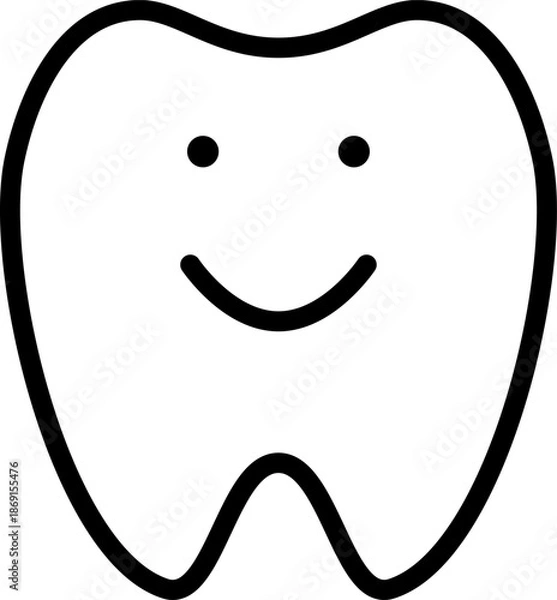 Obraz 笑顔のかわいい歯のアイコン、歯医者のサイン