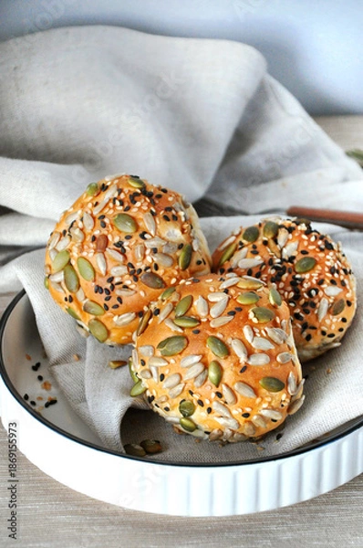 Obraz Close up Homemade Multiseed Bun