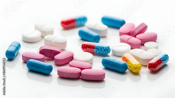 Obraz pills on white background