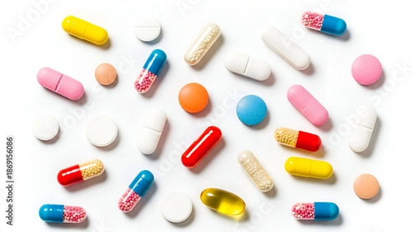 Obraz pills on white background
