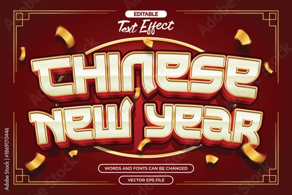 Obraz Chinese year editable text effect with confetti decoration