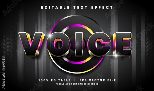 Obraz voice 3d vector text effect with modern style