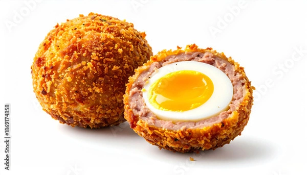 Obraz Scotch Egg on White Background 	