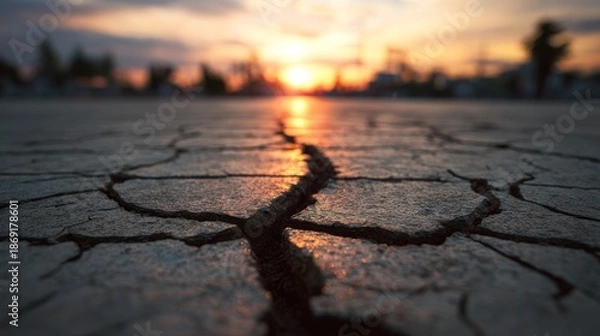 Obraz Cracked earth sunset