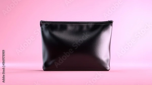 Obraz Black pouch on pink background