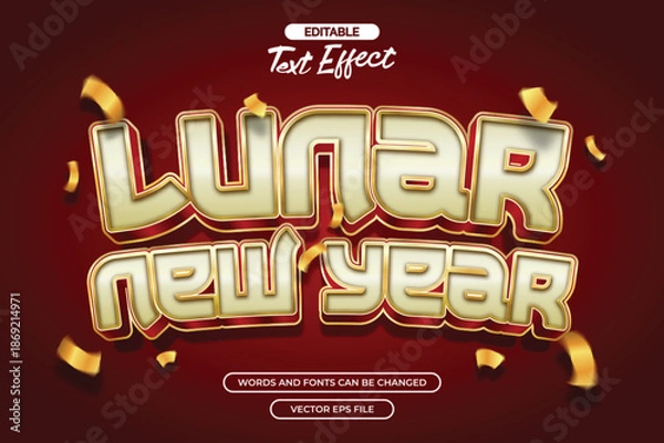 Obraz Lunar new year editable text effect with gold text style