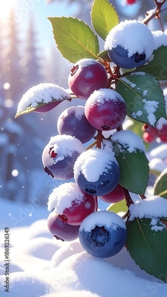 Obraz Winter berries in snow