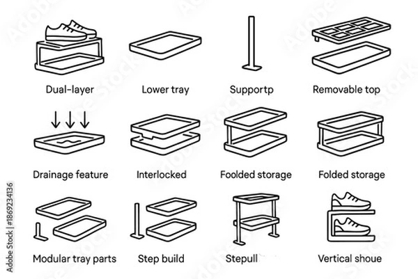 Obraz Shoe pillar dual lower folded tray feature rack vertical vector layer icon