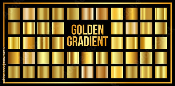 Fototapeta vector texture set of gold gradients. Shiny, metallic collection.