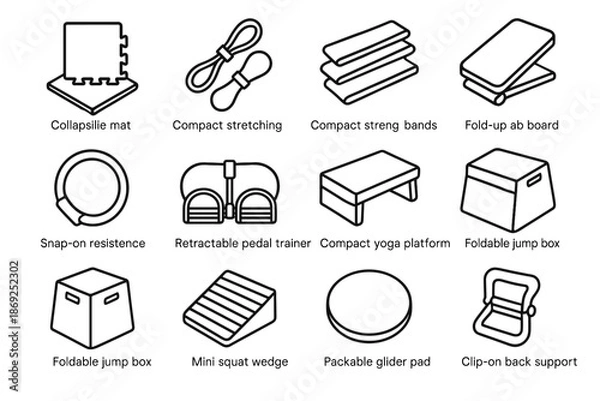 Obraz Resistance packable step icon back vector loop squat gym compact foldable retractable