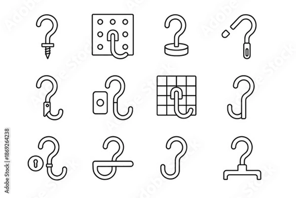 Obraz Magnetic mount hanger button icon wall hook groove vector panel removable