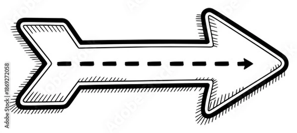 Obraz Hand-drawn dashed arrow pointing right for direction and navigation concept