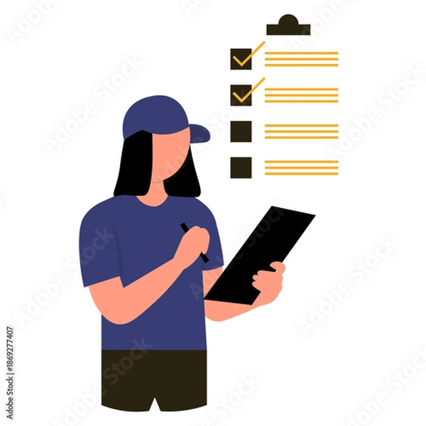 Obraz Person Checking List illustration