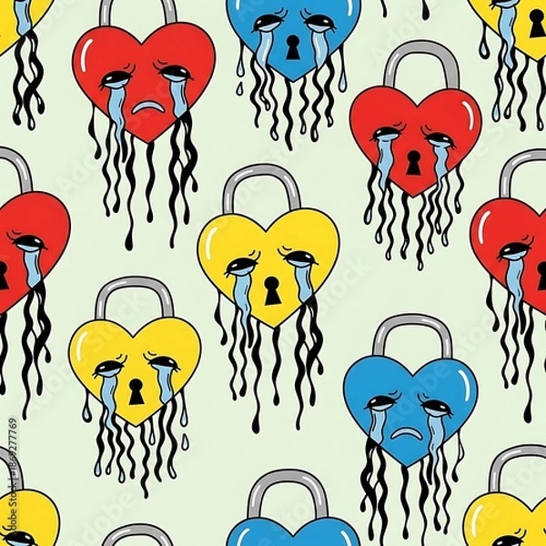 Obraz Crying heart padlocks on light background