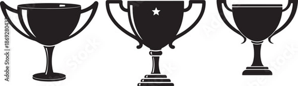 Fototapeta black trophy cup icon set vector.eps
