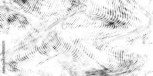 Obraz Halftone gradient. Dotted gradient, smooth dots spraying and halftones dot background seamless horizontal geometric pattern vector template set.
