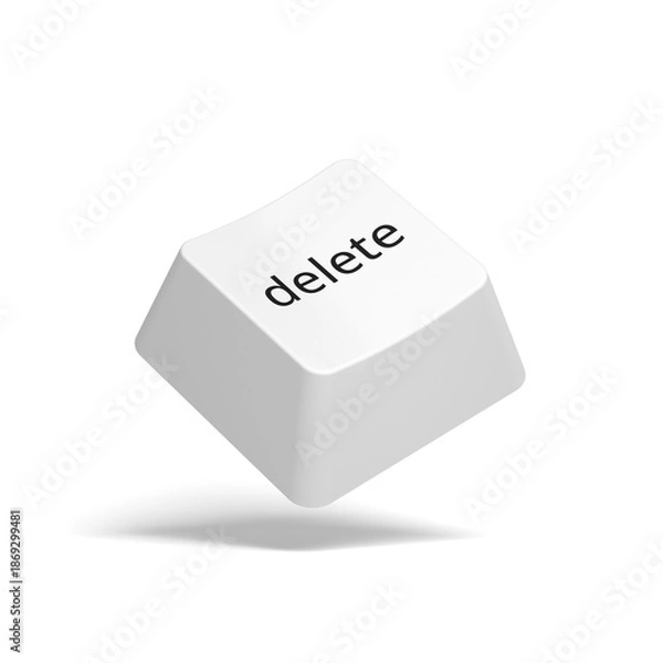 Obraz White delete key. Button. 3d illustration.