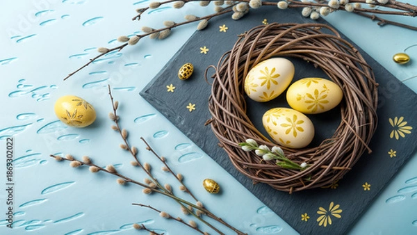 Obraz easter eggs in a basket