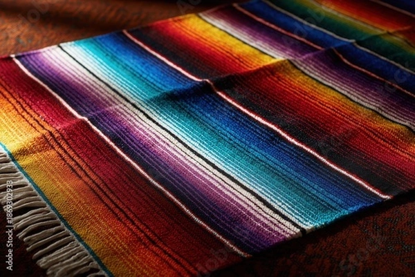 Obraz A Mexican Serape on a table.