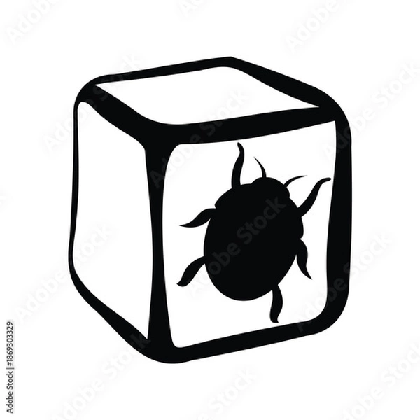Fototapeta Cube with a bug inside, representing software bug or programming error