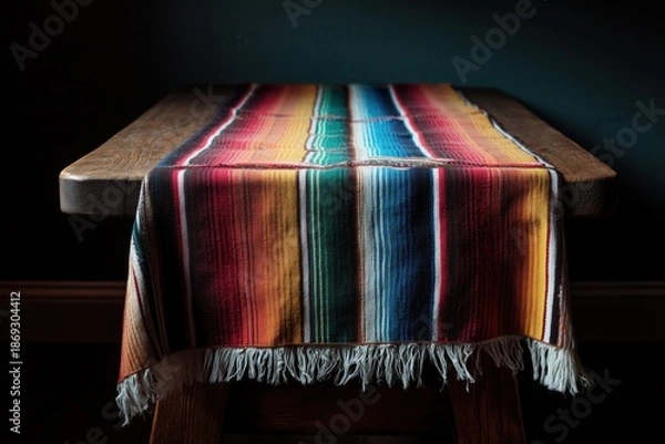 Obraz A Mexican Serape on a table.