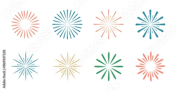 Obraz Firework Burst Celebration Vector Icon Set