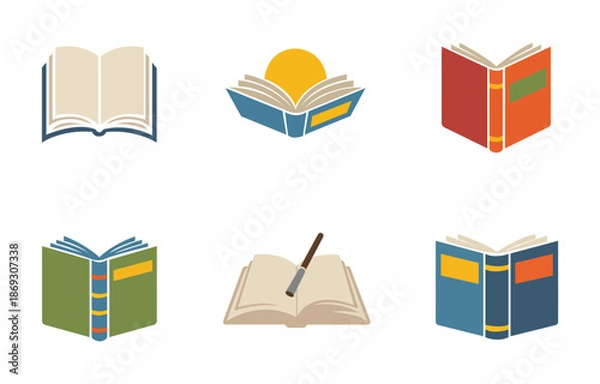 Obraz Open Book Education Vector Icon Set